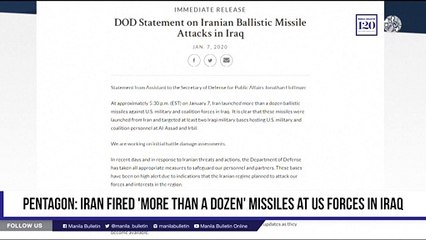 Pentagon: Iran fired 'more than a dozen' missiles at US forces in Iraq