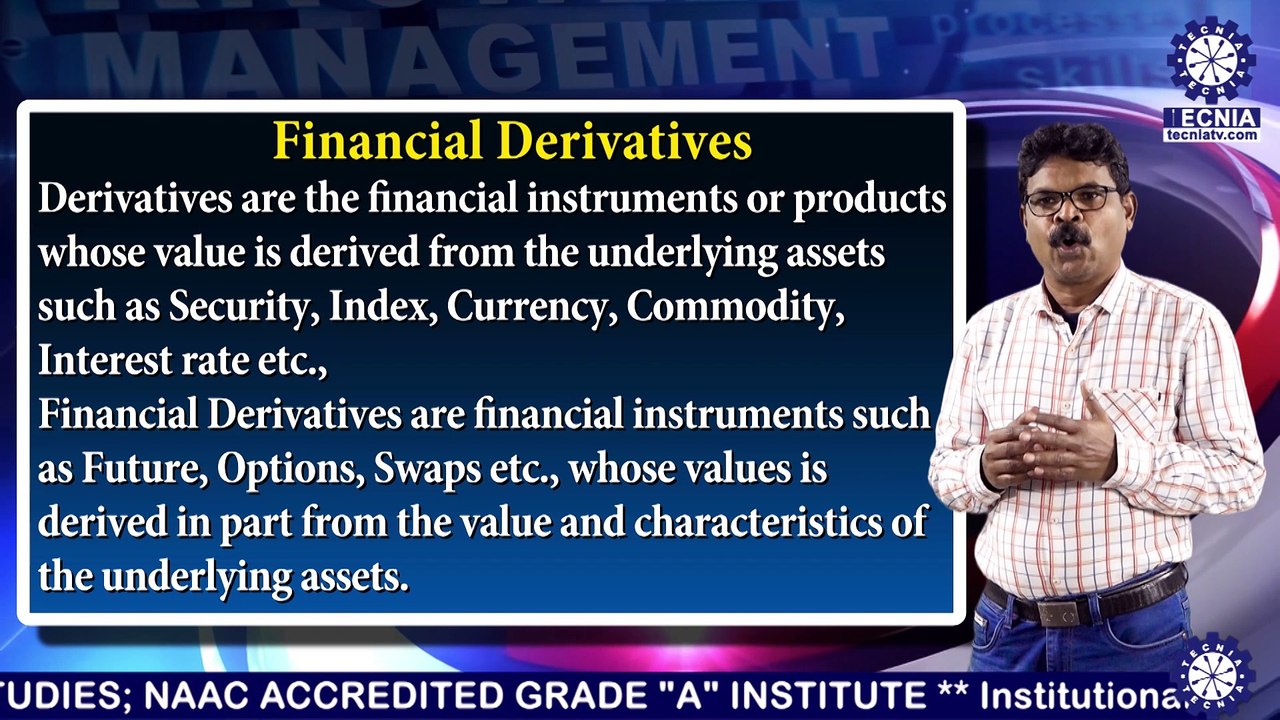 MBA || Dr. S  CHINNATHAMBI ||  Introduction to Financial Derivatives || TIAS || TECNIA TV