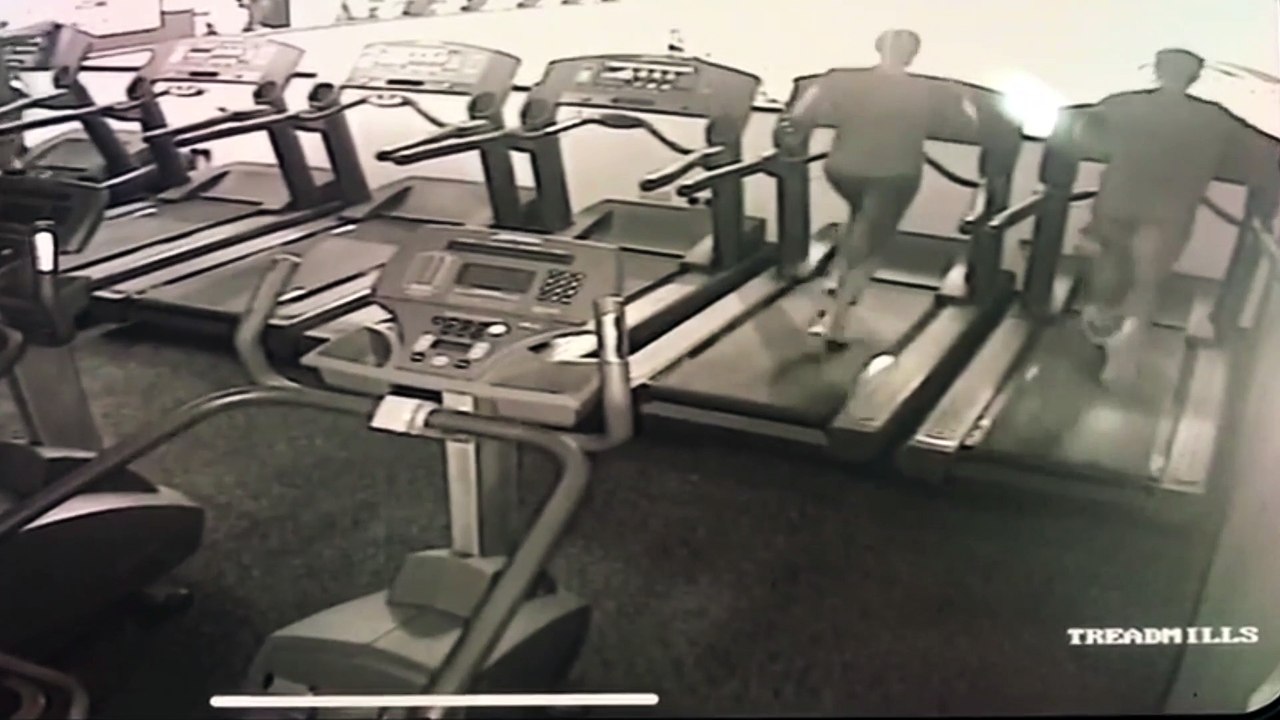 Hilarious video shows moment hapless man tries to impress girlfriend by hitting the treadmill at the gym - only to take embarrassing tumble off the machine
