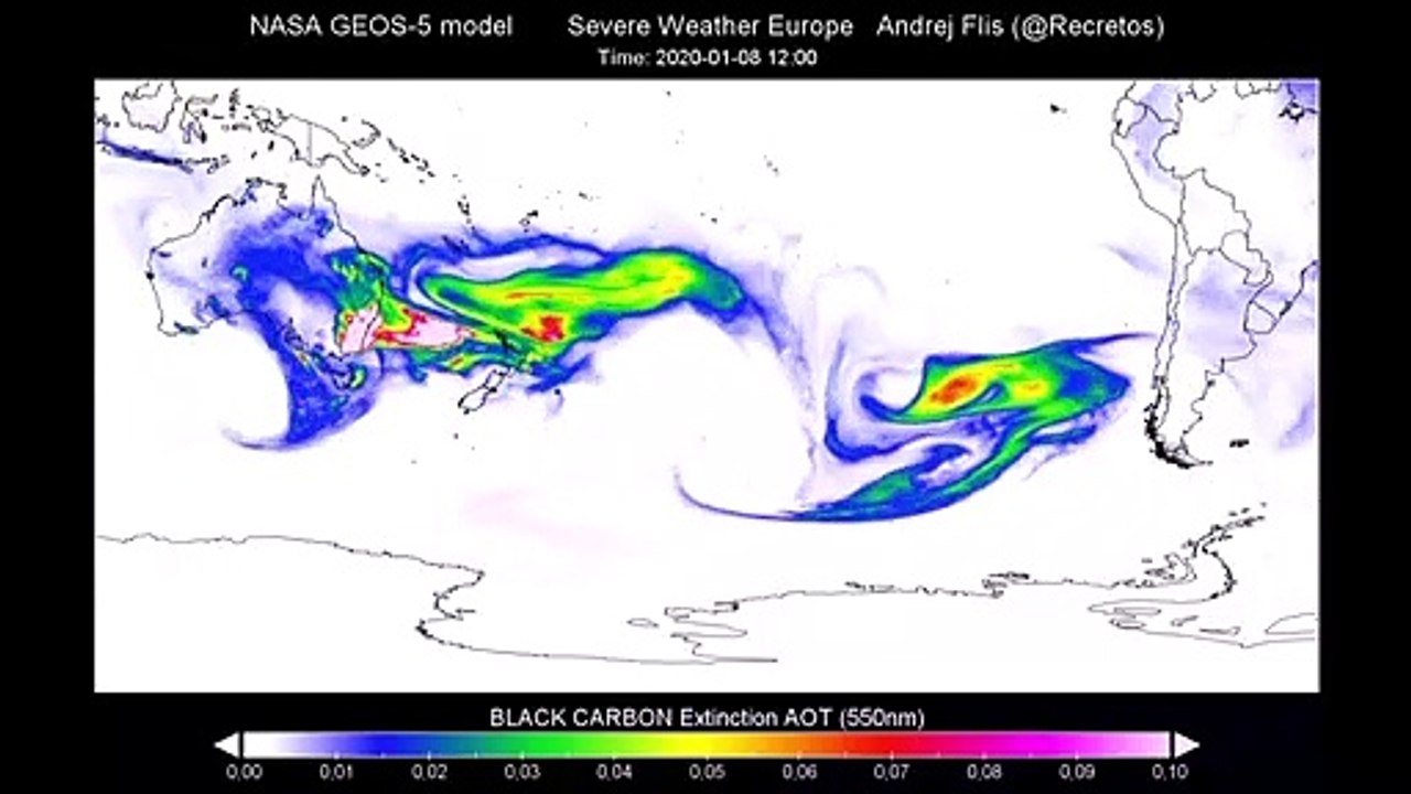 Rauchwolke zieht von Australien bis Südamerika