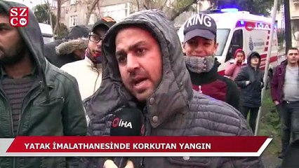 Ümraniye’de yatak imalathanesinde korkutan yangın