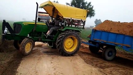 johndeere tractor full lodid troli m खतरनाक मोड केसे चढाया होगा  troli ko देखो