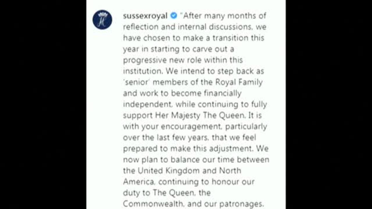 Harry y Meghan dan "un paso atrás" como miembros de la Casa Real británica