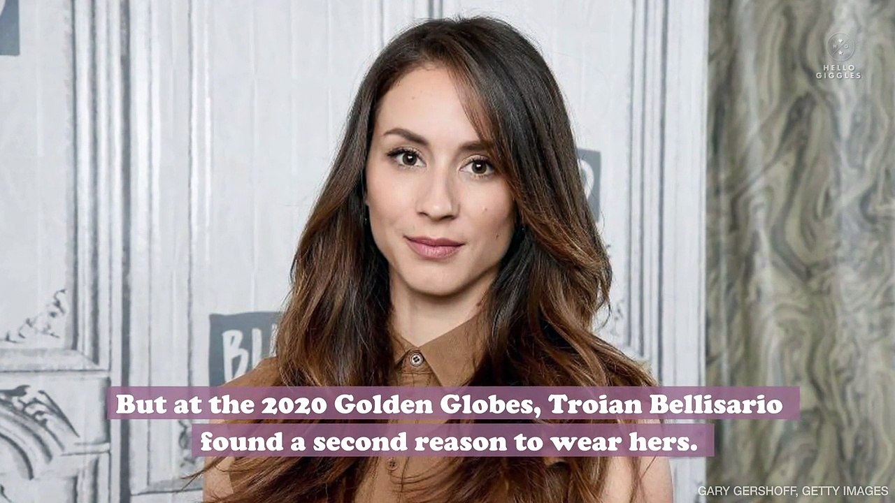 Troian Bellisario wore part of her wedding dress to the Golden Globes because who doesn’t want to wear their wedding dress again?