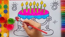 Learning Colors for Kids by Drawing Cake  Coloring Pages Fruits Funny