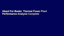 About For Books  Thermal Power Plant Performance Analysis Complete