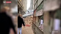 Beyoğlu'nda tadilattaki binada çökme anı kamerada