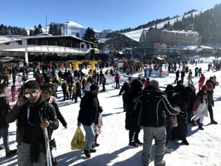 Uludağ'da hafta sonu yoğunluğu