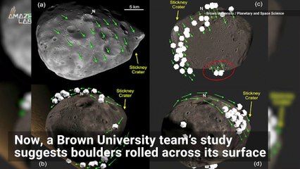 Mysterious Grooves on Mars' Moon Caused by Rolling Boulders