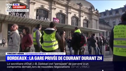 À Bordeaux, la gare a été privée de courant deux heures en raison des manifestations