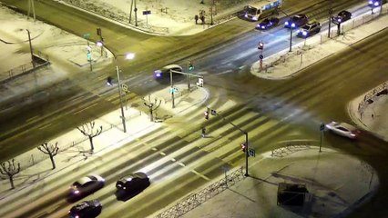 Road Sign Saves Pedestrian at Crosswalk