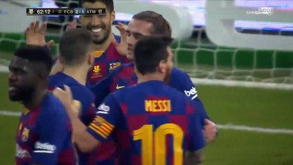 ملخص  مباراة برشلونة واتلتيكو مدريد 2-3  هدف ميسي ـ جنون فهد العتيبي