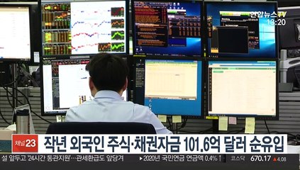 작년 외국인 주식·채권자금 101.6억 달러 순유입