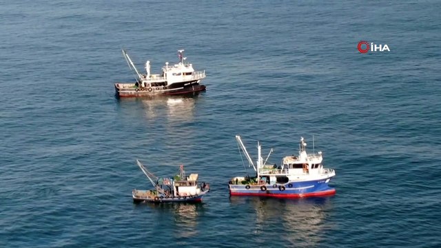 Gemi kazasında arama çalışmalarının sürdüğü bölge havadan görüntülendi