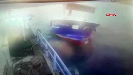 Kilyos'ta tankerin çarptığı teknedekilerin kurtarılma anı güvenlik kamerasında