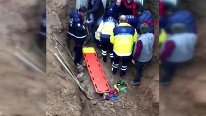 Denizli inşaat sırasında kayan toprağın altında kalan işçi yaralı kurtarıldı