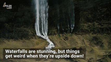 Wild Video of Water Flowing Backwards Up a Waterfall
