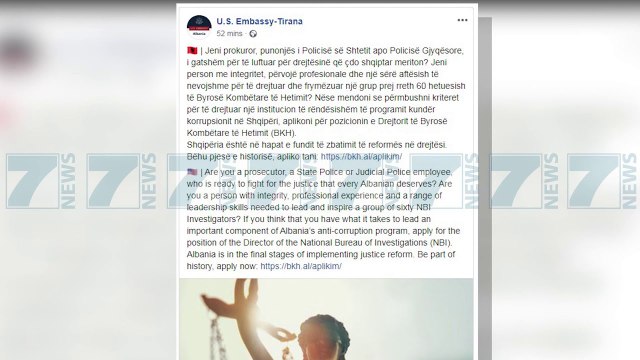 AMBASADA E SHBA U BEN THIRRJE PROKUROREVE «APLIKONI PER BKH» - News, Lajme - Kanali 7