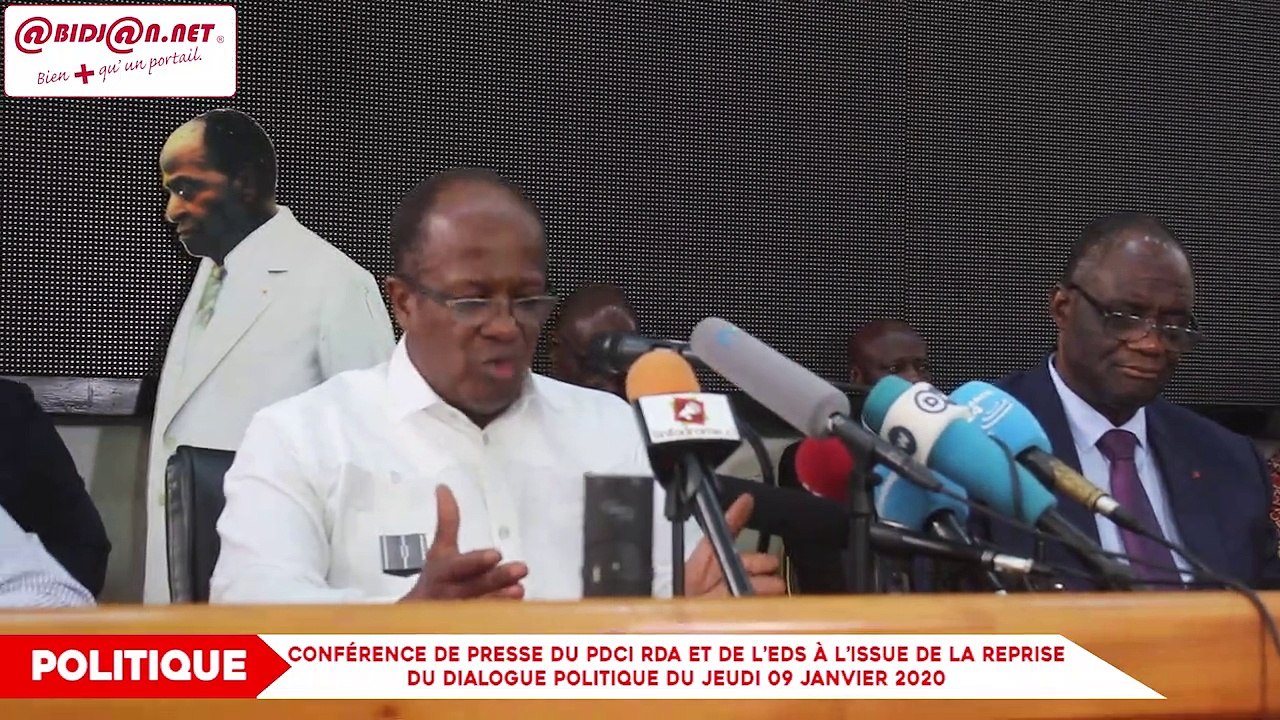 Conférence de Presse du PDCI RDA et de l’EDS à l’issue de la reprise du dialogue politique du jeudi 09 janvier 2020