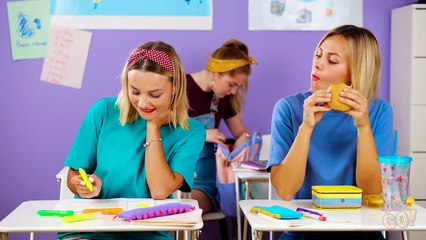 FUNNY DIY SCHOOL SUPPLY IDEAS -- Sneaking Food In Class And More Hacks by 123 GO!