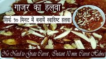 गाजर का हलवा सिर्फ १० मिनट में कैसे बनायें | Carrot Halwa Recipe | Instant 10 minute Gajar Halwa.