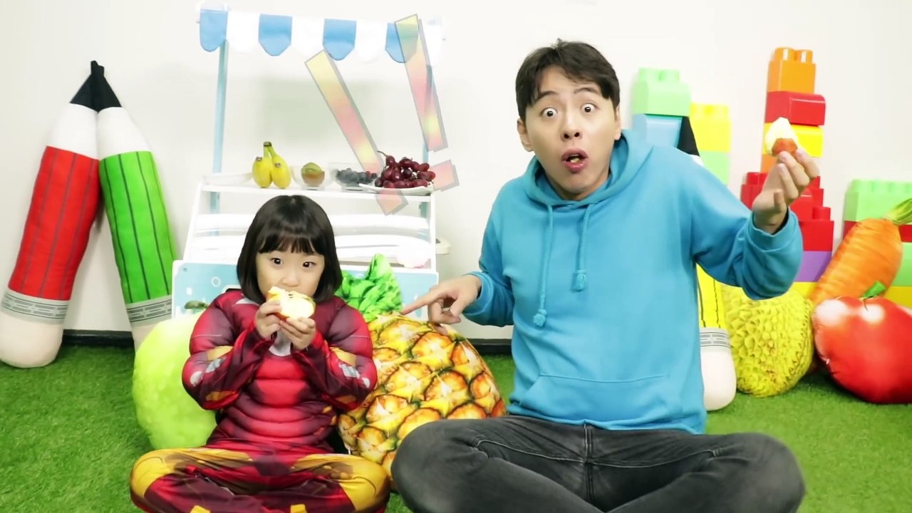 Fruit Superhero!!! yes papa johny johny yes papa nursery rhymes 과일을 먹으면 슈퍼히어로 처럼 튼튼해져요. Mashu Vlog