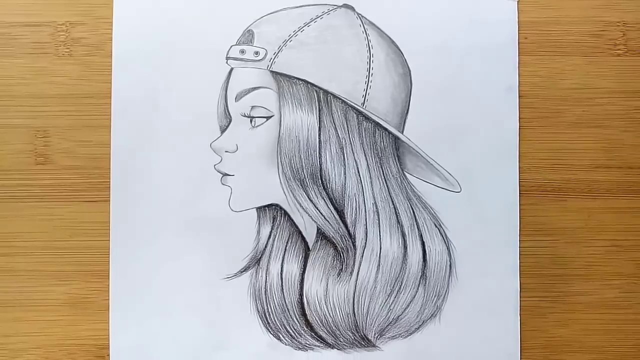 How to Draw a Girl with Cap for BEGINNERS - step by step -- Pencil ...