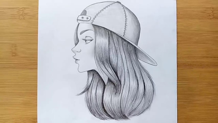 How to draw a girl with cap, Girl drawing easy step by step