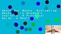 About For Books  Evaluating Research in Academic Journals: A Practical Guide to Realistic