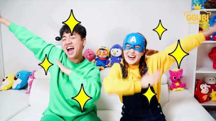 꾸비와 친구들의 슈퍼히어로 변신!! 어벤져스 밴드 스티커 놀이 Superheroes Ride on Car and Help