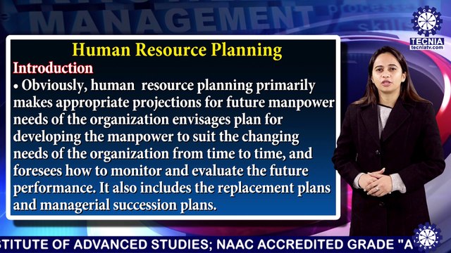 MBA || Ms. Jyotsna || HUMAN RESOURCE PLANNING || TIAS || TECNIA TV