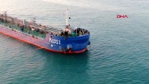 Kilyos'ta balıkçı teknesine çarpan tanker havadan görüntülendi