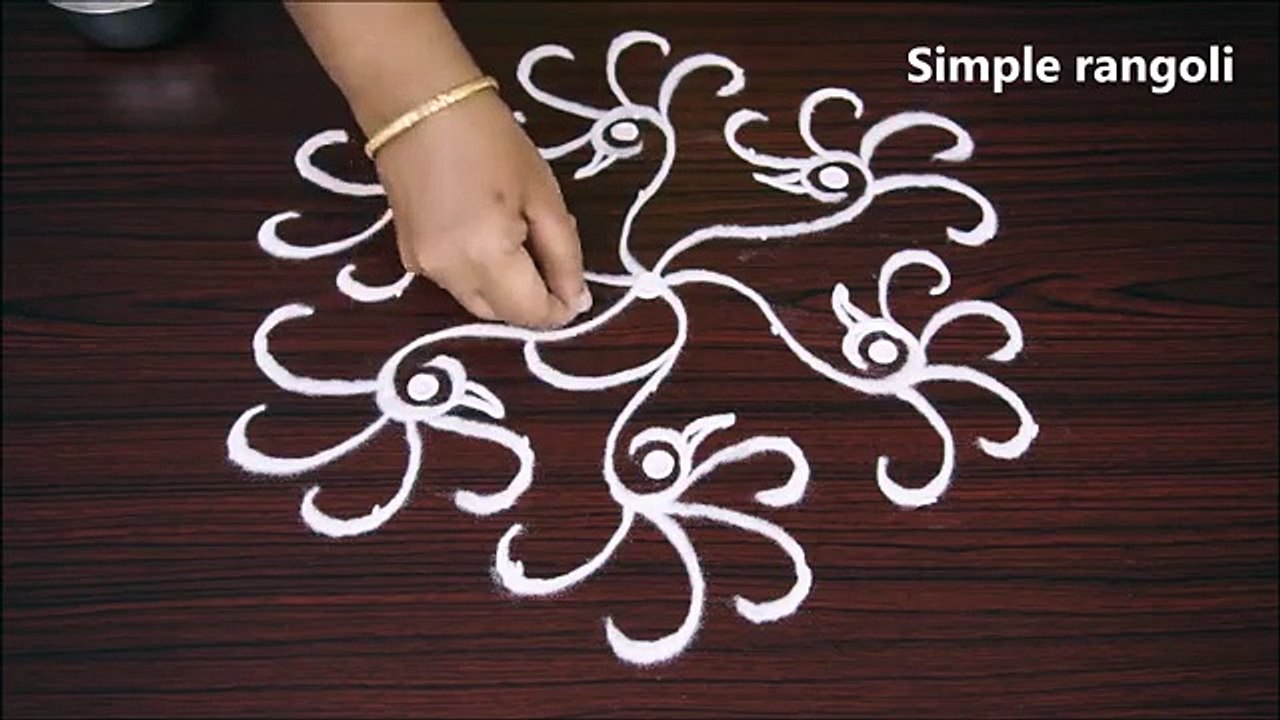 Beautiful birds rangoli for friday with 7x4 dots   Simple kolam   Birds Muggulu with dots