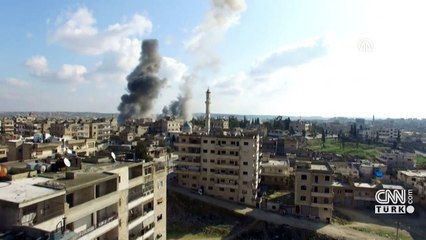 AA, Esed rejimi ve destekçilerinin İdlib'e bombardımanını havadan görüntüledi