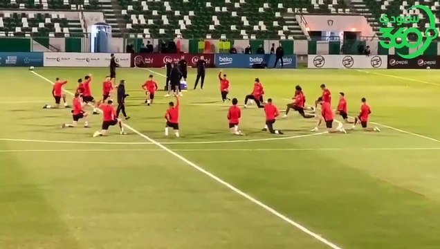 تدريبات لاعبي اتليتكو مدريد ويتخللها تمرين لحراس المرمى استعداداً لنهائي السوبر الاسباني ضد ريال مدريد السوبر الاسباني بجدة @Ab