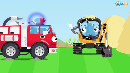 Coches infantiles - Carritos para niños - Excavadora y bolas multicolores - Dibujos animados