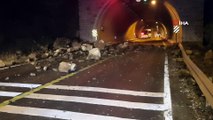 Kopan kaya parçalarının düştüğü Karabük-Yenice yolu trafiğe kapatıldı