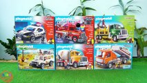 Street Vehicles with Police Car, Fire Truck and Construction Dump Trucks, Cement Truck, Timber Truck