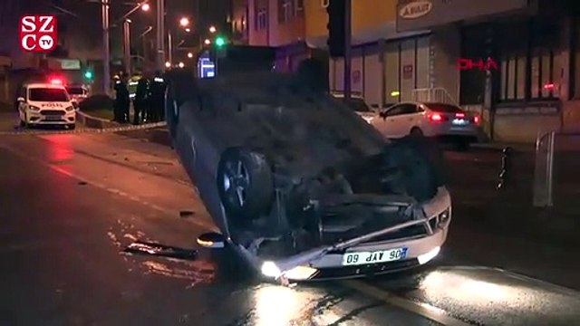 Polisin ‘dur’ ihtarına uymayan ehliyetsiz sürücü kaza yaptı