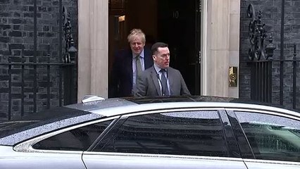 Boris Johnson departs Number 10 for PMQs