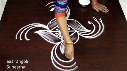 Beautiful Ducks kolam with 5 dots    Simple n easy designs    Latest Birds rangoli muggulu