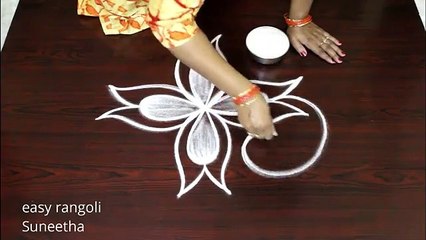 Beautiful flower kolam with out dots    Latest rangoli    free hand flower muggulu    cute designs
