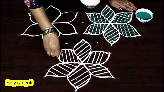 Beautiful flower rangoli designs kolam designs with colors muggulu designs with dots