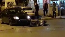 Otomobille çarpışan motosiklet sürücüsü ağır yaralandı