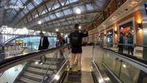 Londoners travel on the Underground on 'No Trousers Tube Ride' day