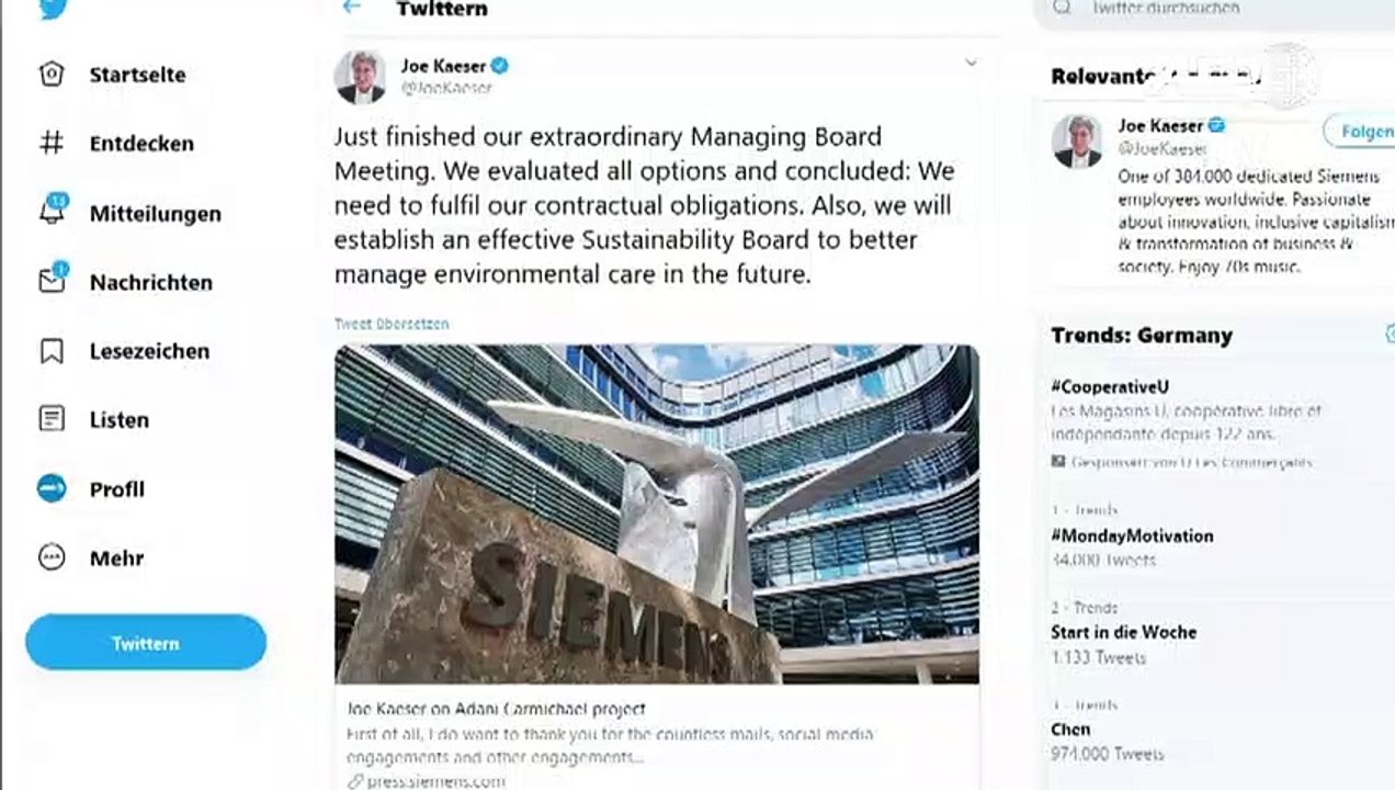 Siemens hält an Kohle-Projekt in Australien fest