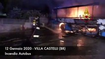 Villa Castelli (BR) - Incendio in deposito di autobus- tre mezzi distrutti (13.0)