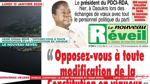 Le Titrologue du 13 Janvier 2020 : Henri Konan Bédié, « Opposez-vous à toute modification de la constitution en vigueur »