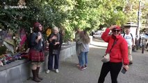 Hilarious 'headless statue' prankster leaves unsuspecting Georgian public shocked