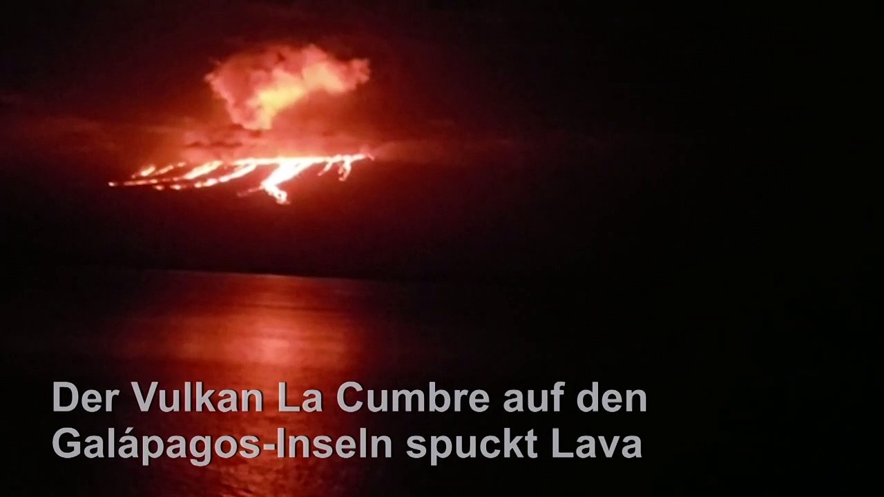 Lava in der Nacht: Vulkanausbruch auf Galapagos-Inseln
